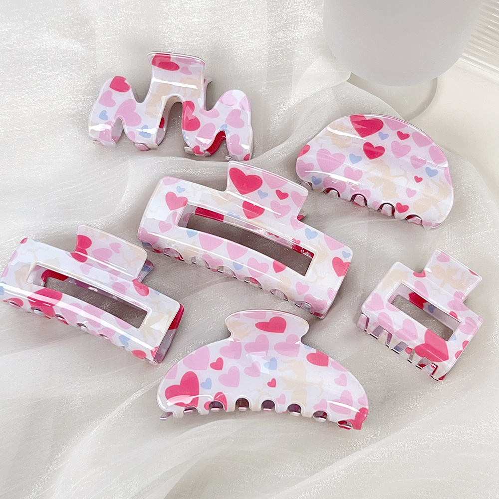 1 Pair Simple Series Elegant Heart PVC Women's Hair Claws h5Picture3