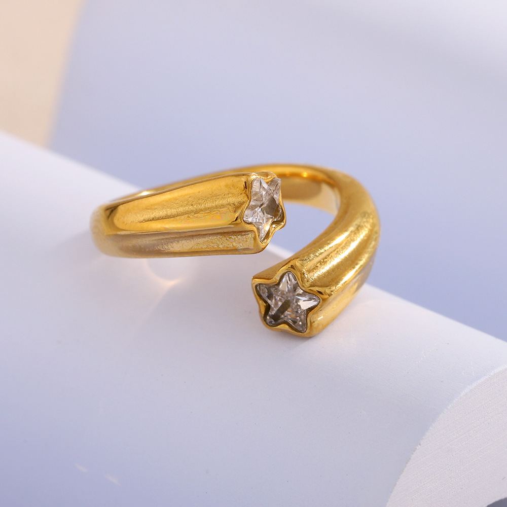 1 Piece Simple Series Daily  Stainless Steel Women's Gemstone Rings h5Picture4