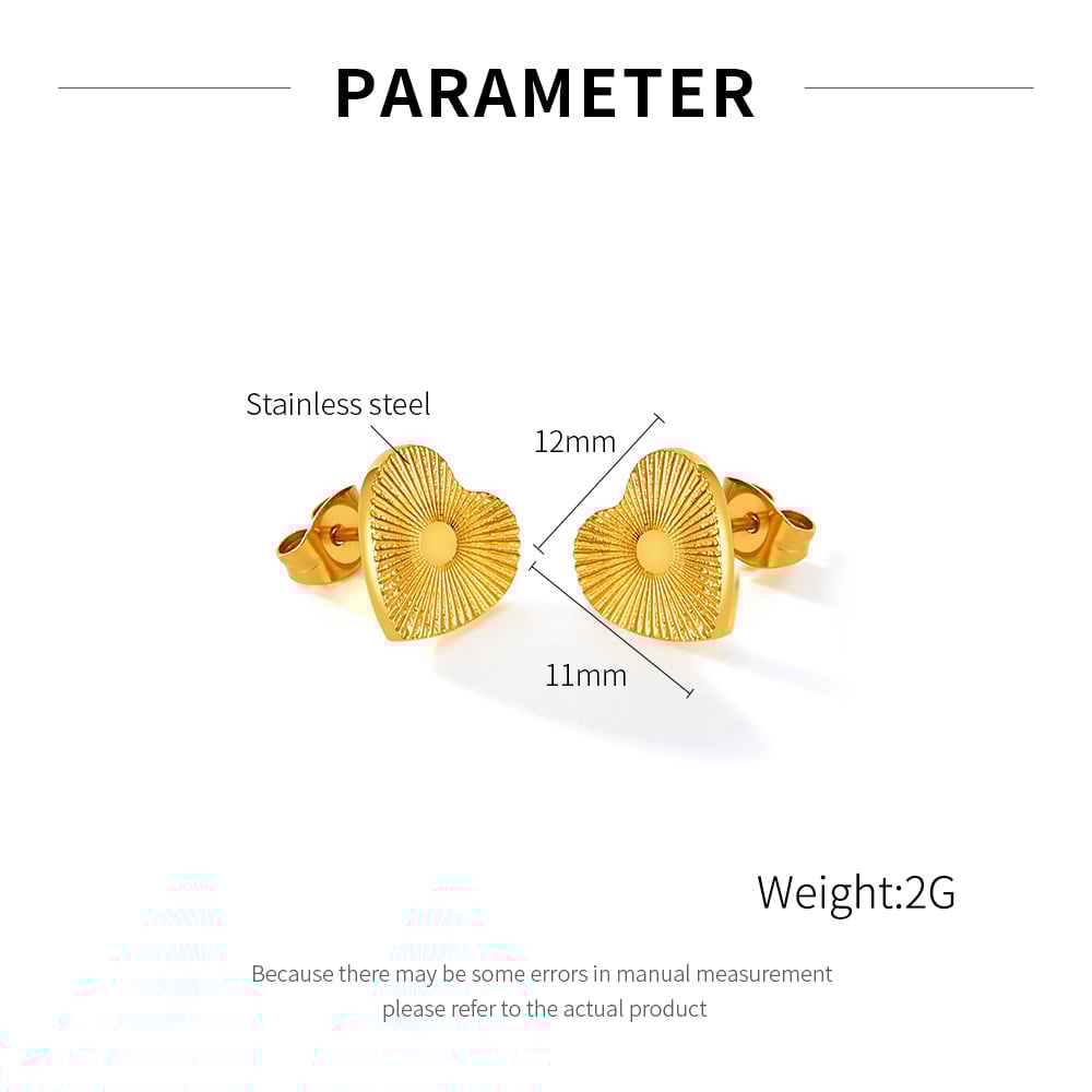 1 Paar Simple Series Daily Heart Edelstahl Goldfarben Damen Ohrstecker Bild2