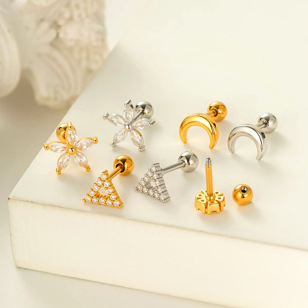 1 Piece Heart Copper Gold Color Piercings Earrings Picture3