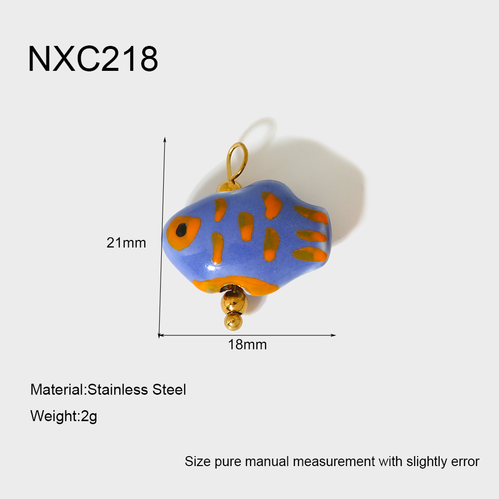 1 Pair Simple Series Cute Turtle Ceramics   Gold Color  Unisex Pendants