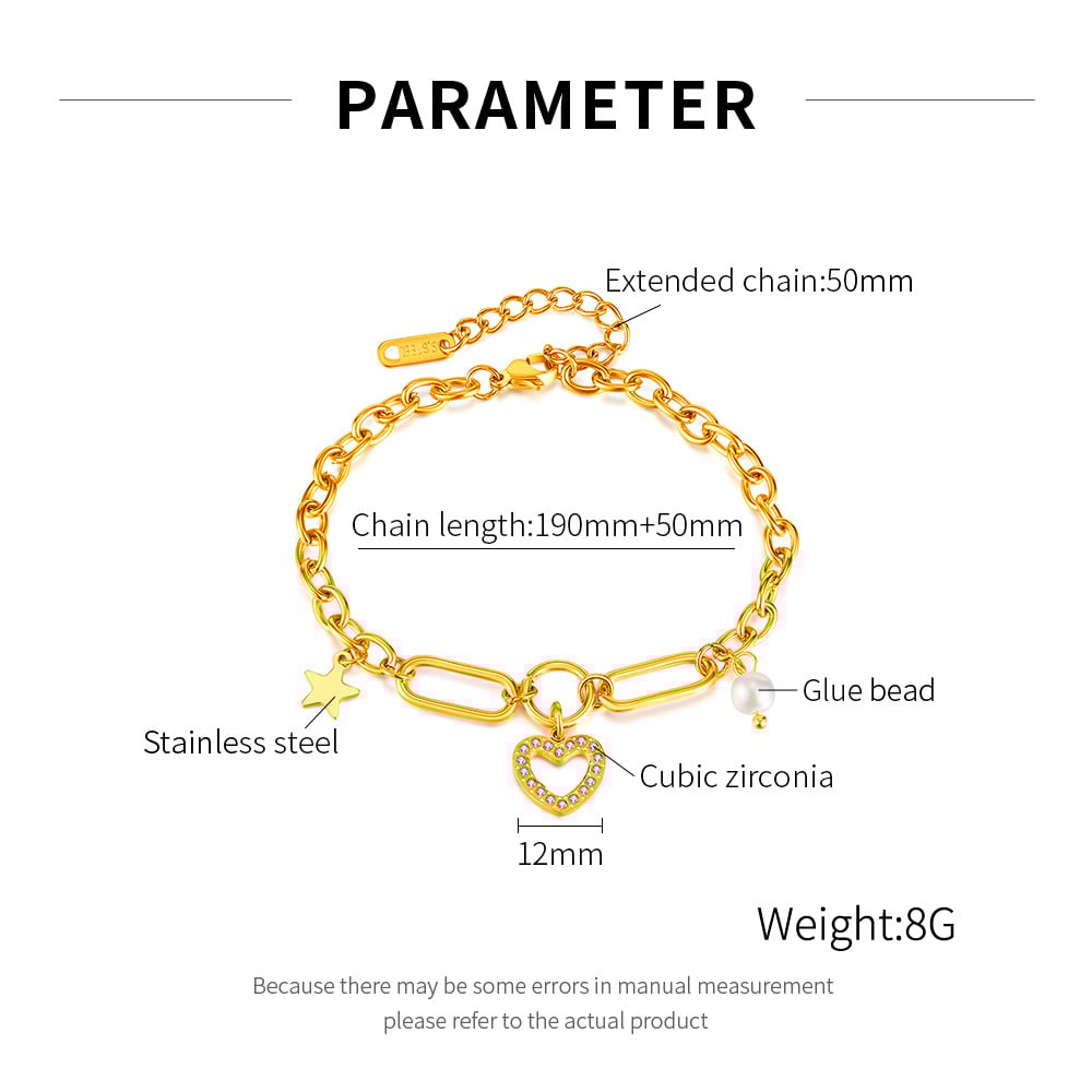 Herz Edelstahl Gold Farbe Charm Armbänder Bild2