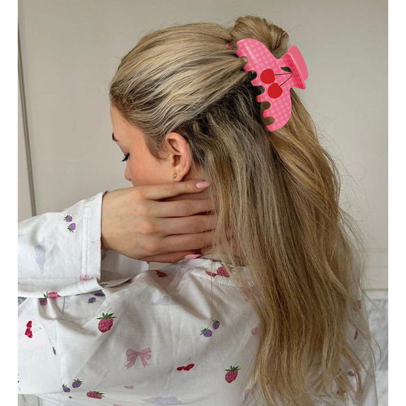 Elegant and Retro Pink Cherry - themed Acrylic Women's Hair Claws h5Picture2