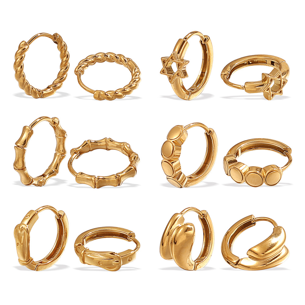 Stainless Steel  Gold Color Hoop Earrings h5Picture5