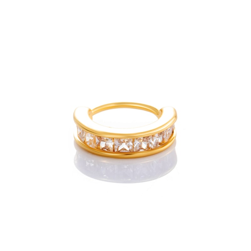 1 Piece Rectangular Copper Gold Color Zircon Women's Nose Stud 