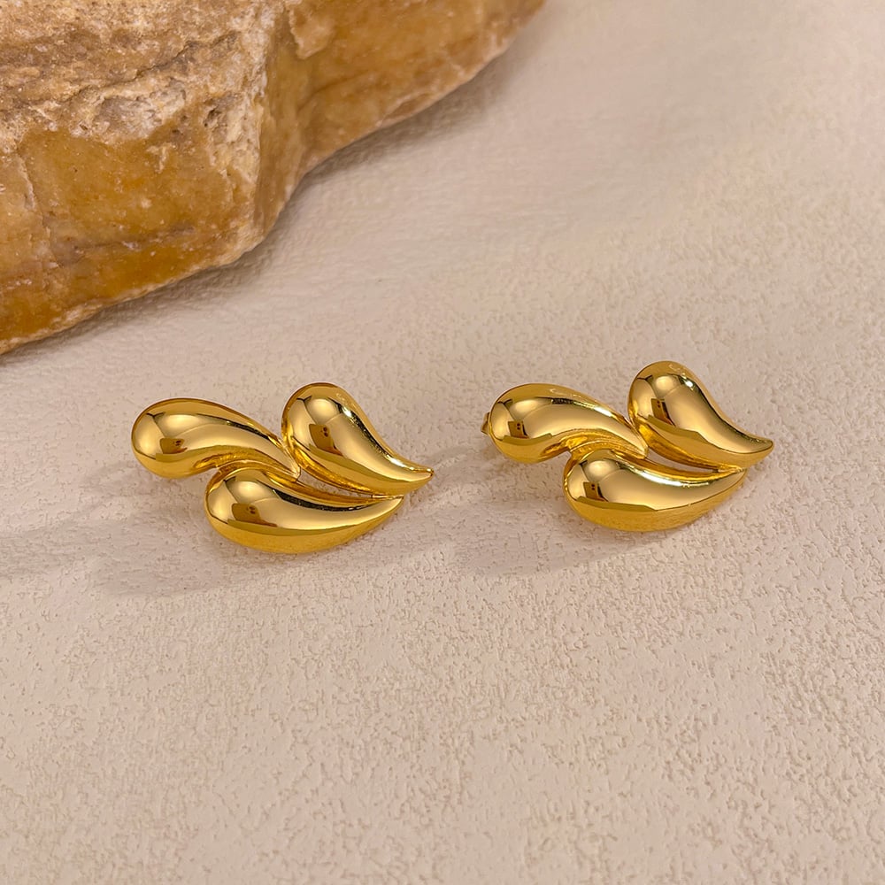 1 Paar Simple Series Daily Droplet Edelstahl Goldfarben Damen Ohrstecker Bild7
