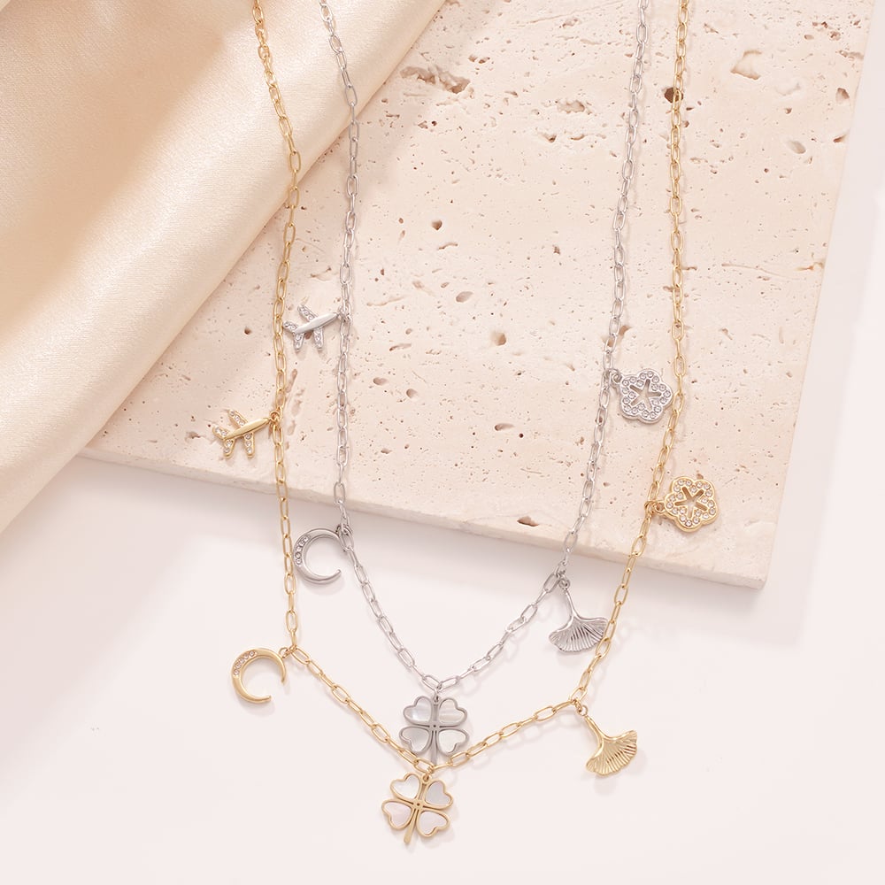 Romantic Clover Stainless Steel Gold Color Women's Pendant Necklaces h5Picture3