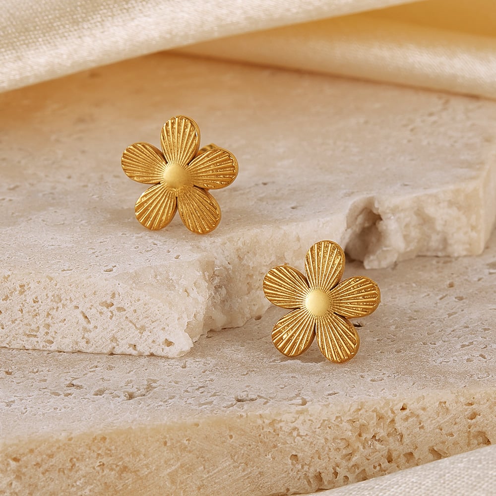 1 Paar Simple Series Daily Flower Edelstahl Goldfarben Damen Ohrstecker h5Bild5