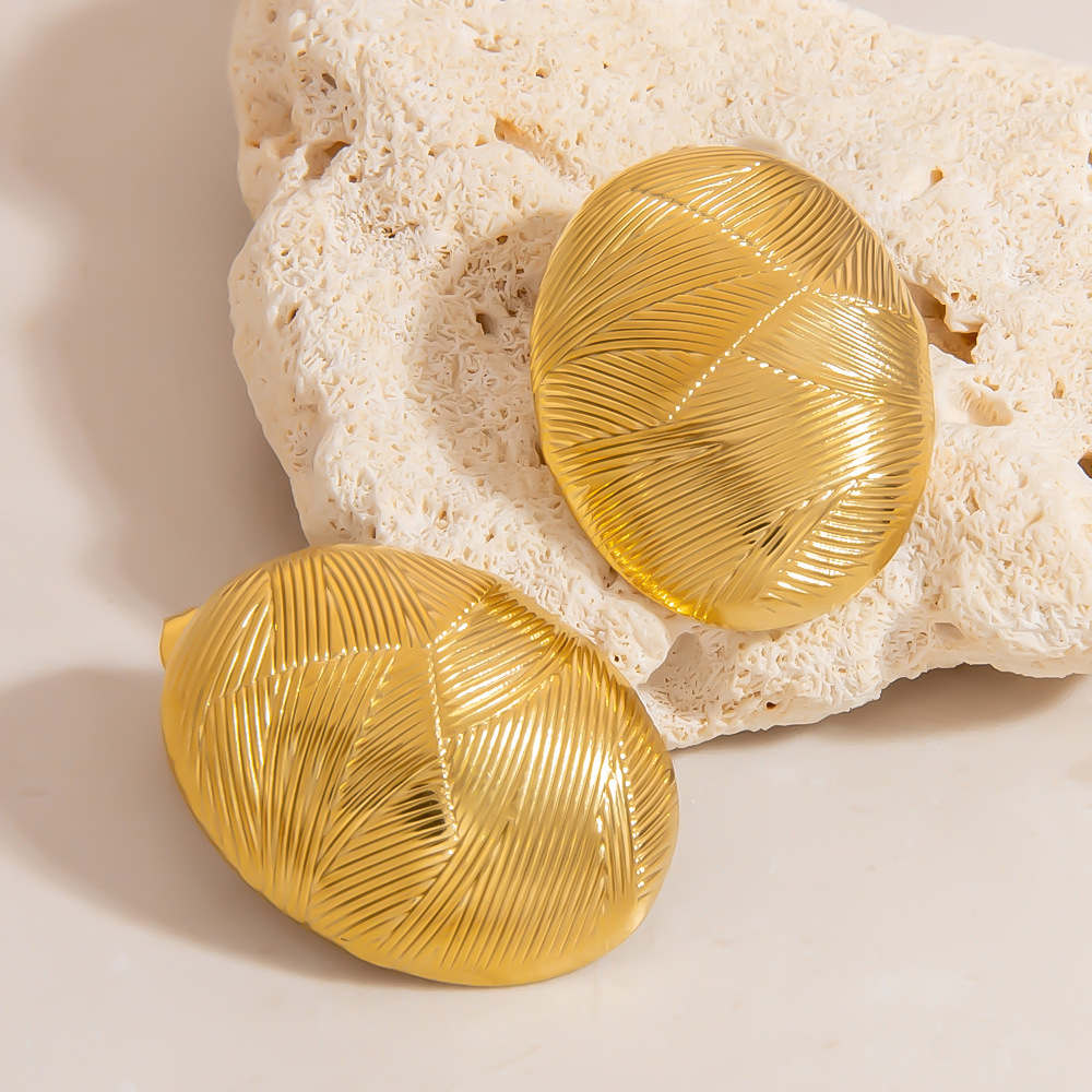 Stainless Steel Gold Color Stud Earrings Picture4