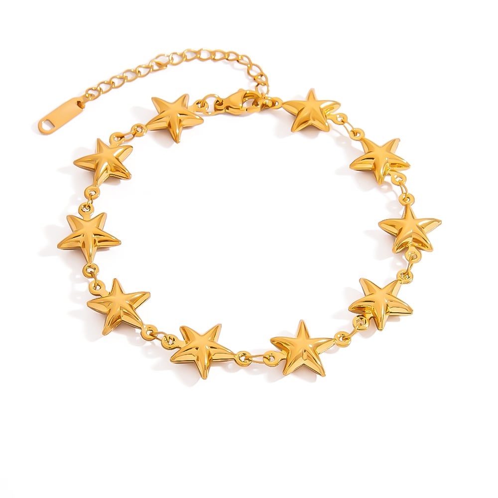 1 Paar Romantische Serie Einfache geometrische Edelstahl Gold Farbe Damen Kettenarmbänder