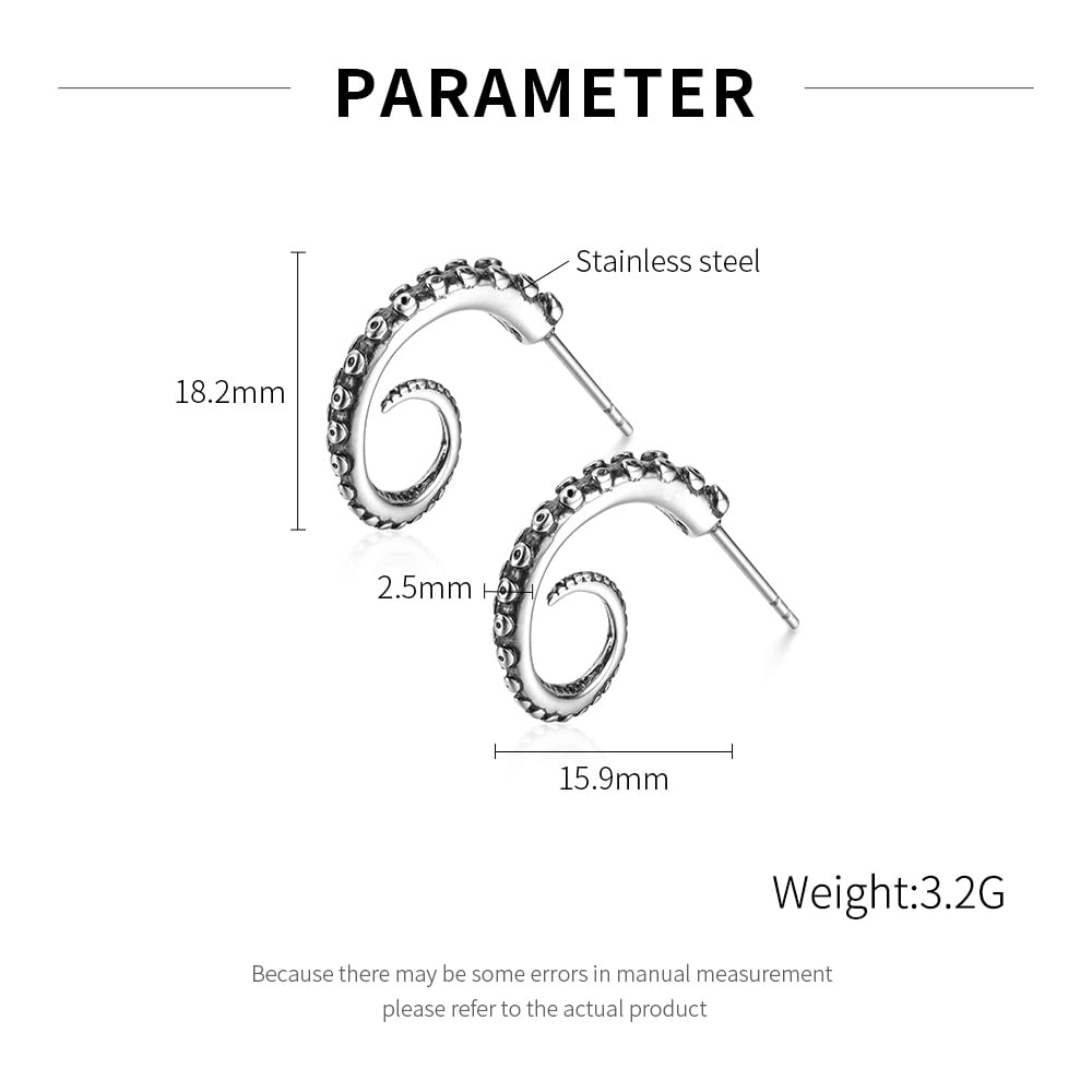 Pendientes de acero inoxidable con diseño de tentáculo de pulpo para hombre h5Imagen6
