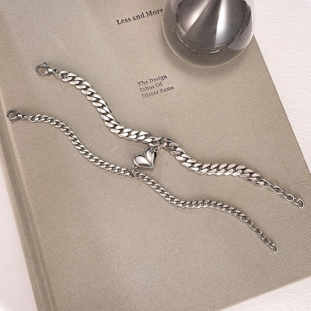 1 Stück Simple Series Tägliches Herz Edelstahl Paar Kettenarmbänder Bild6