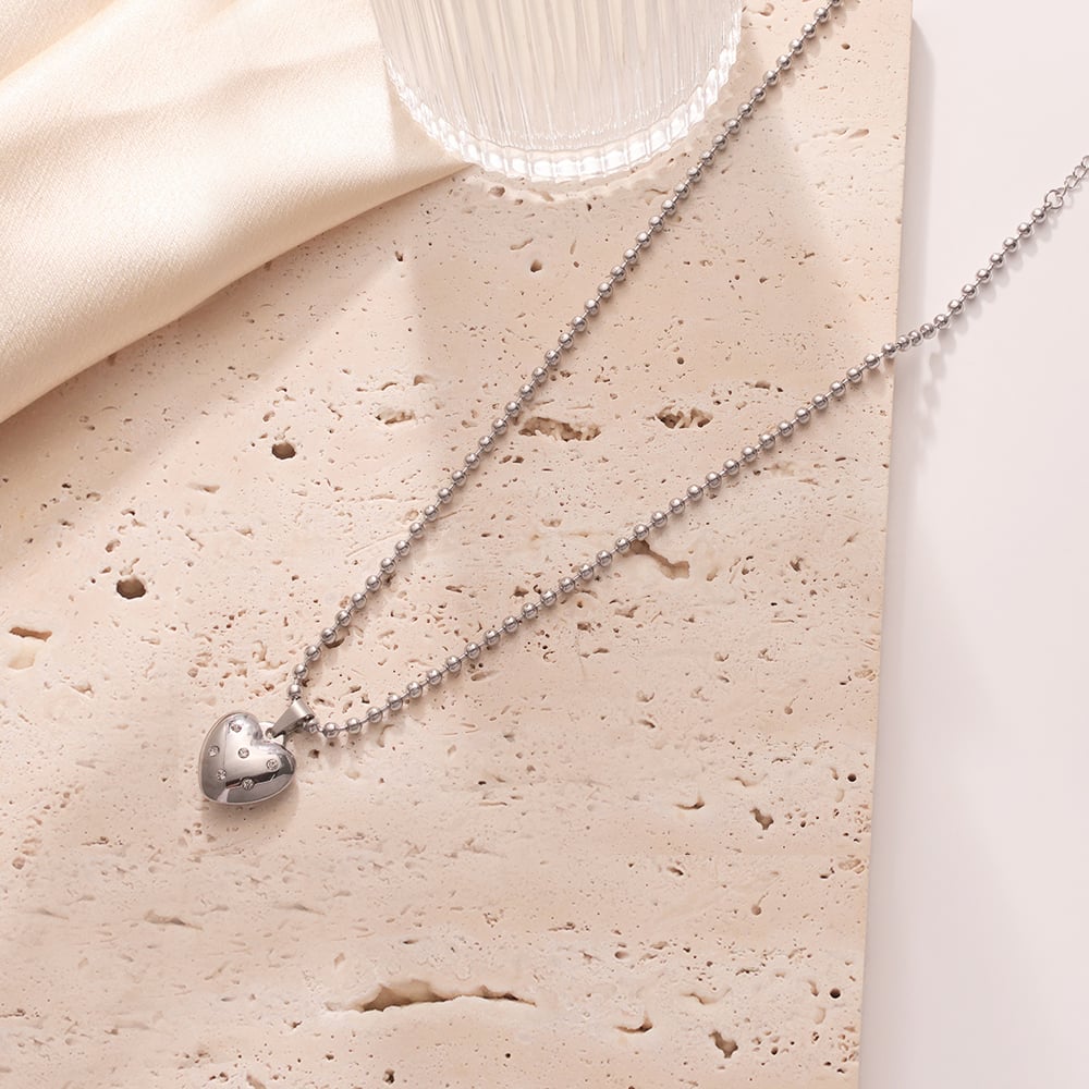 Minimalist Heart Stainless Steel Silver Color Women's Pendant Necklaces h5Picture4