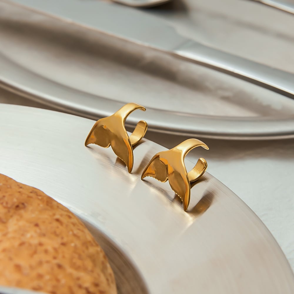 Fish Tail Stainless Steel Gold Color Ear Cuffs Picture4