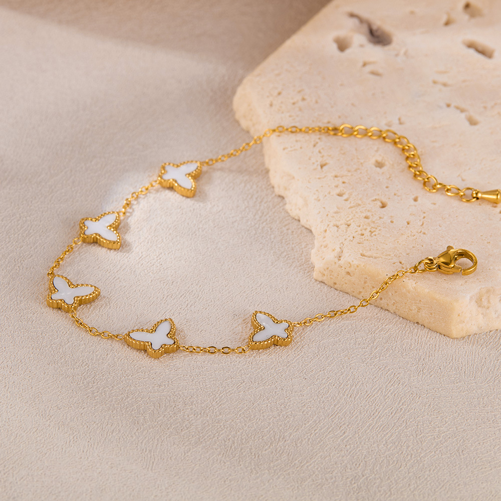 Schmetterlings-Charm-Armbänder aus Edelstahl in Goldfarbe h5Bild3