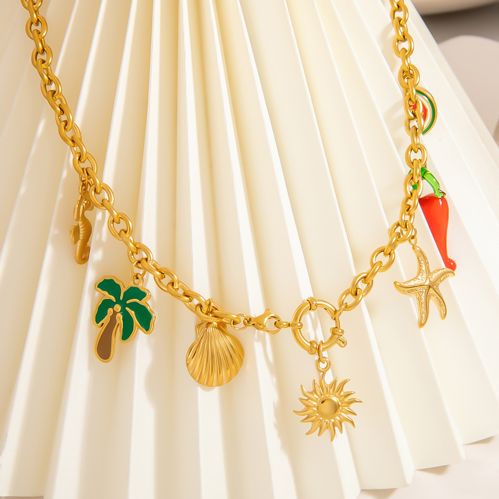 Oceanic Stainless Steel  Gold Color Pendant Necklaces h5Picture3