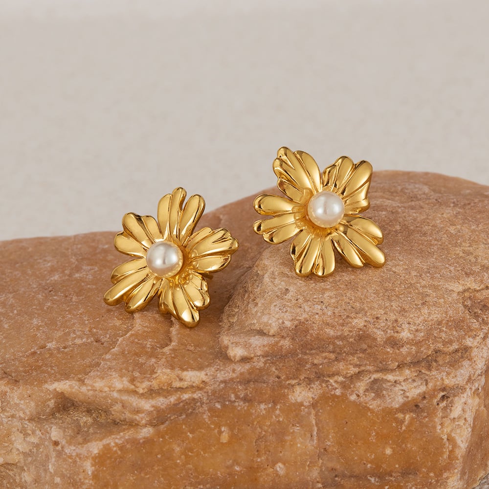 1 Paar Simple Series Daily Plant Edelstahl Goldfarben Damen Ohrstecker Bild5