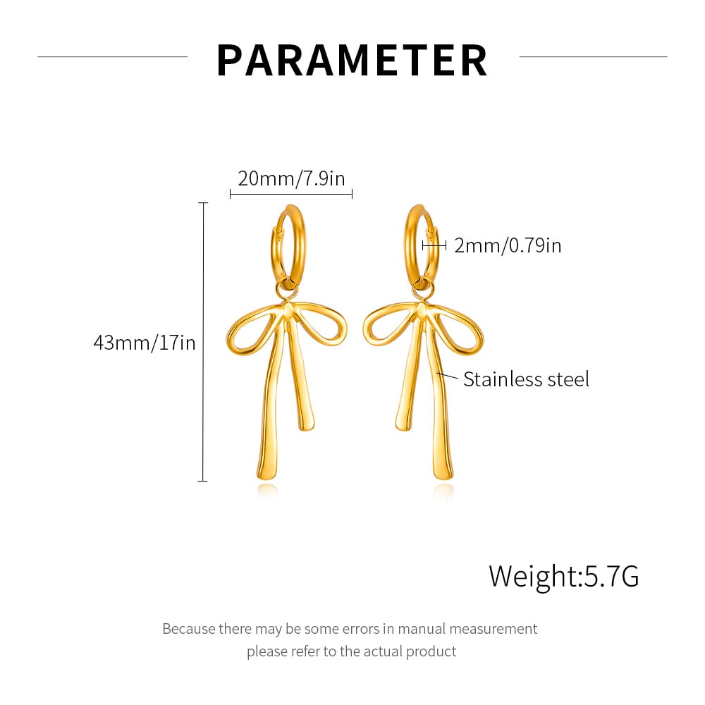 1 Paar einfache Serie täglich Schleife Knoten Edelstahl Gold Farbe Damen Tropfen Ohrringe h5Bild2