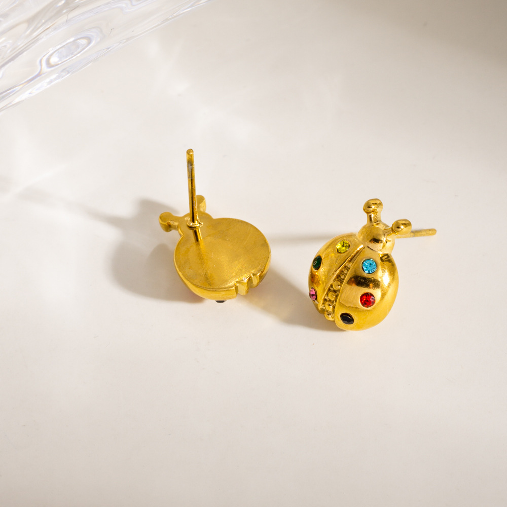 Cute Stylish Stainless Steel Ladybug Women's Earrings h5Picture3