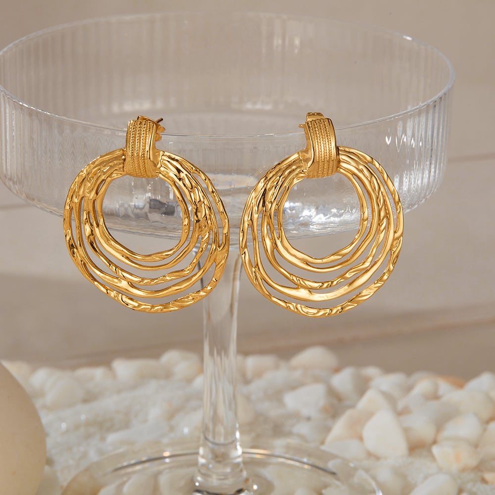 1 Paar Simple Series Tägliche geometrische Edelstahl Goldfarbene Damen-Ohrstecker Bild5