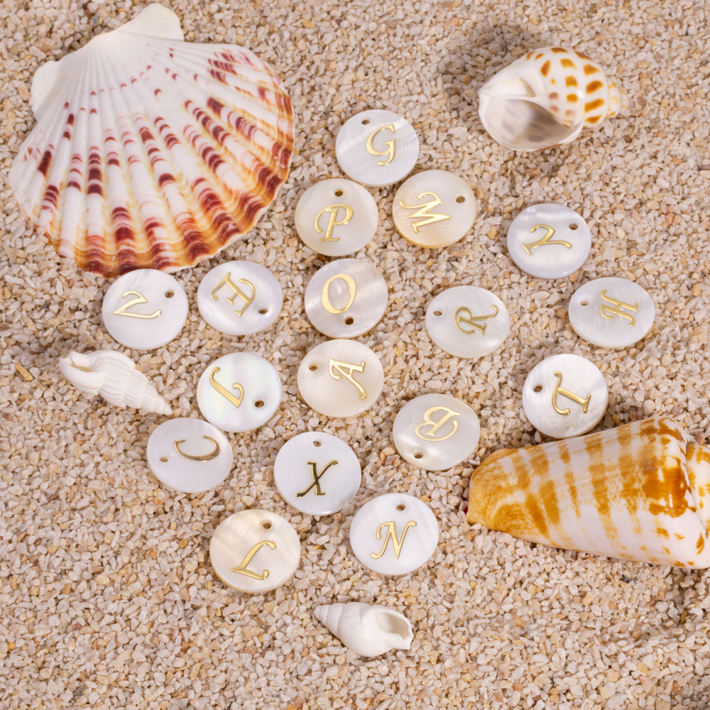 Simple Retro Shell - shaped Alphabet DIY Pendant h5Picture2