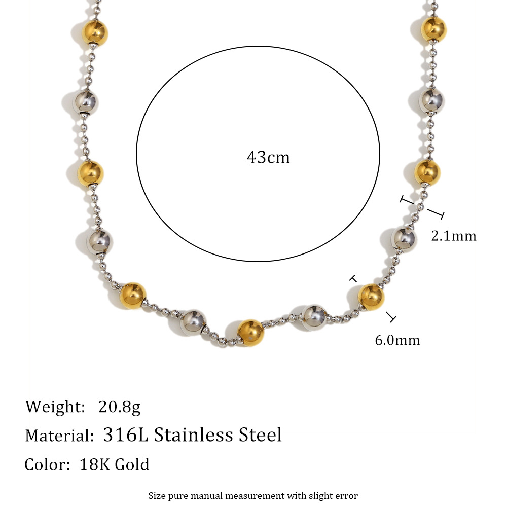 Simple Series Fashion OL Mixed Color Stainless Steel Women's Beaded Necklaces
