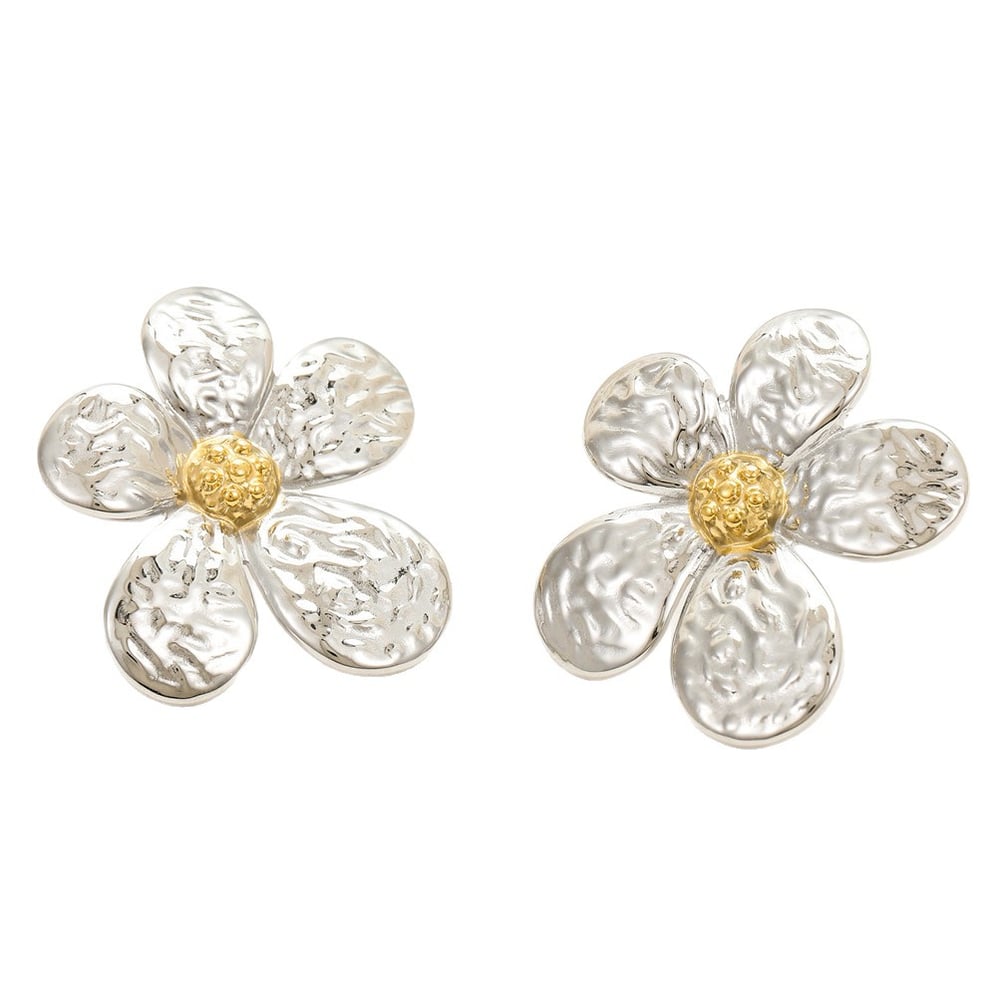 1 Pair Romantic Series Sweet Flower Stainless Steel   Gold Color  Women's Stud Earrings h5Picture5