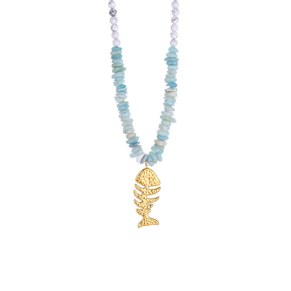 Fishbone White Turquoise Beads Women's Pendant Necklaces h5Picture6