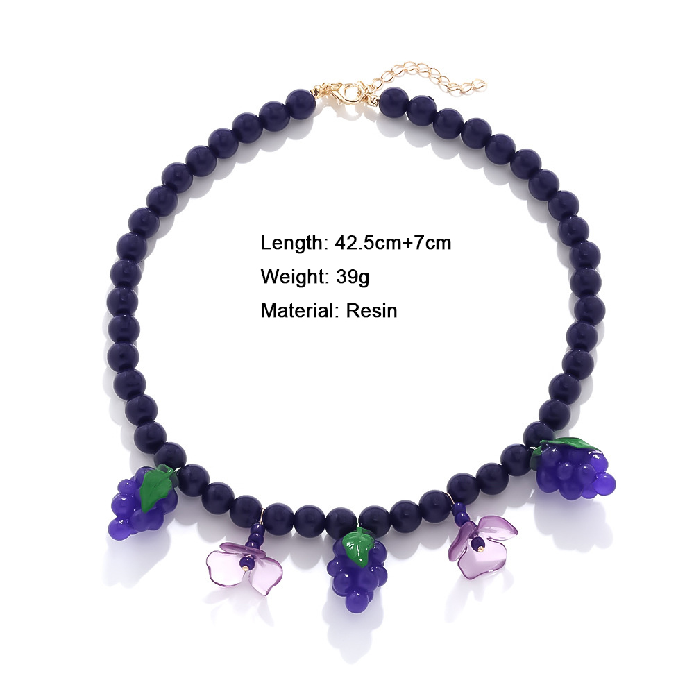 Cute Grape Beaded Necklace