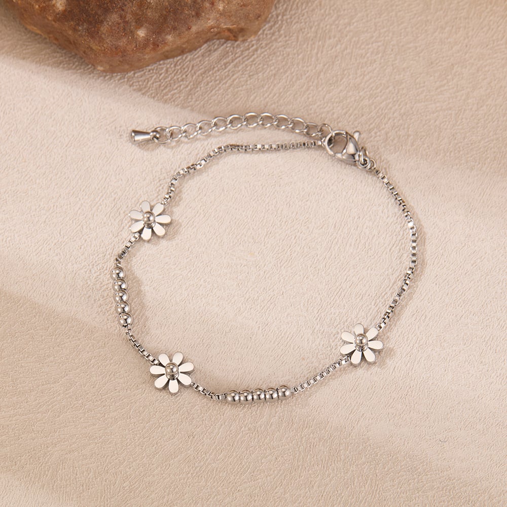 1 Stück Simple Series Simple Flower Edelstahl Damen Kettenarmbänder h5Bild4