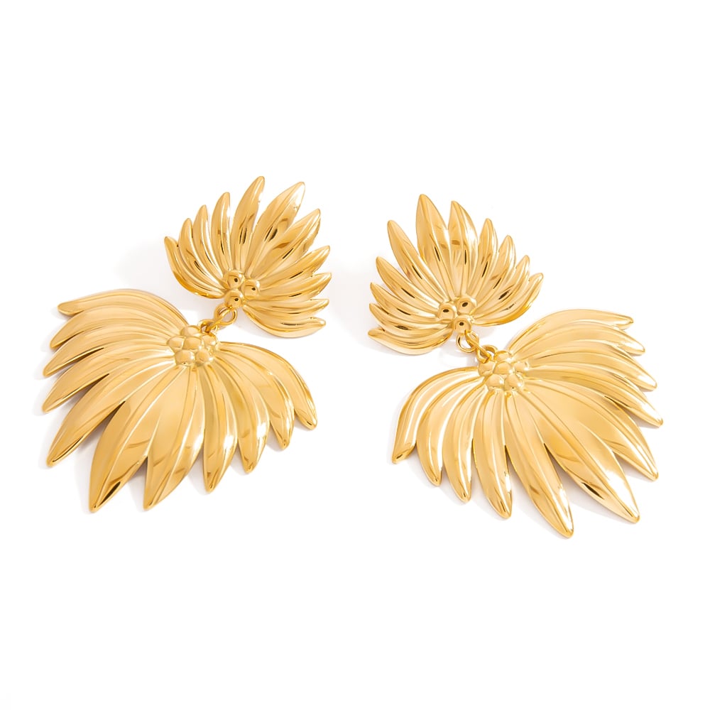 1 Pair Vacation Geometric Stainless Steel  Gold Color  Women's Drop Earrings 