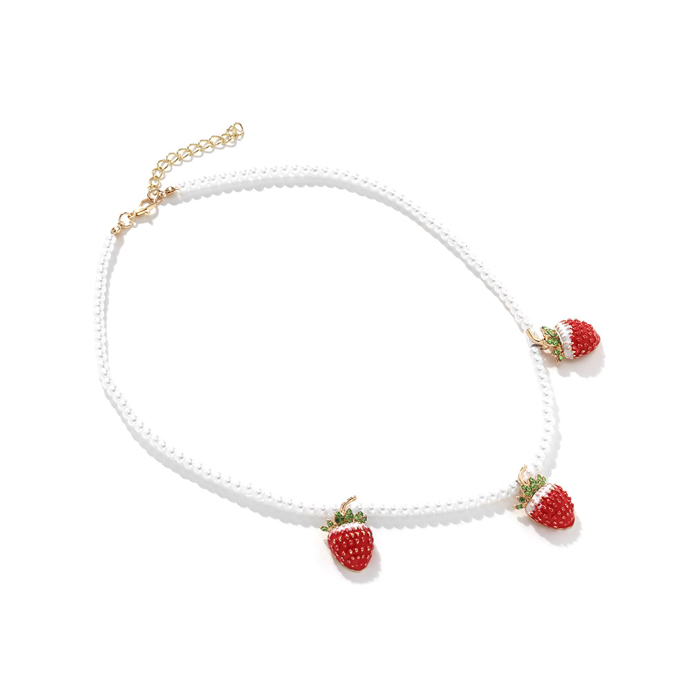 Cute Alloy Strawberry Pendant Necklaces h5Picture3