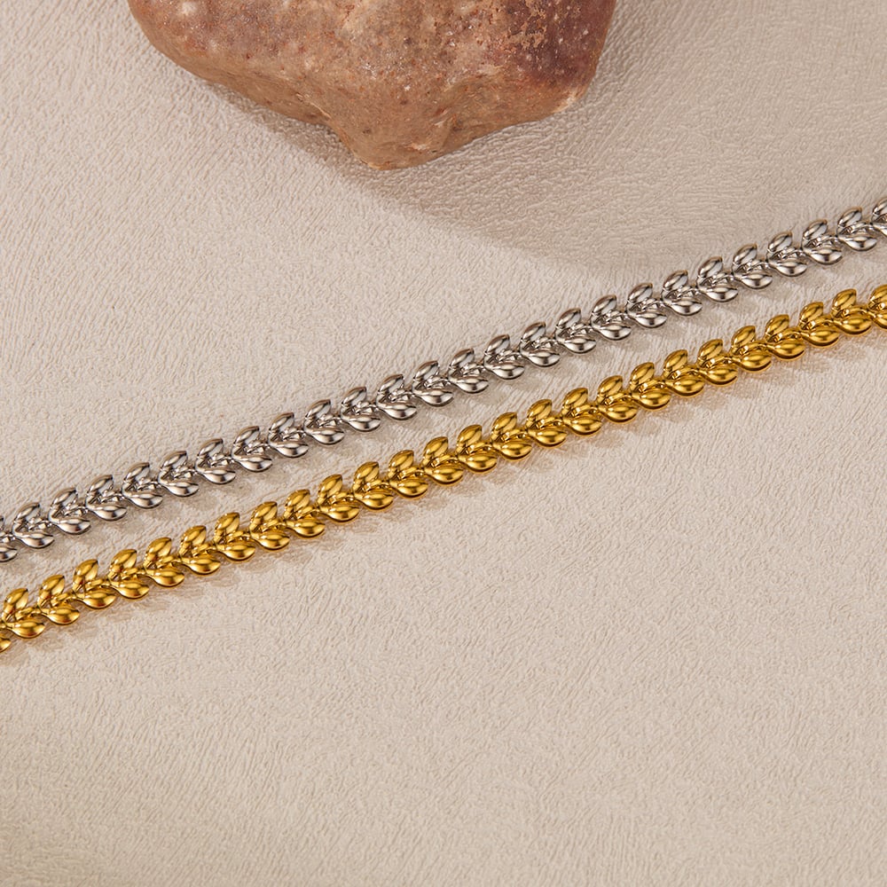 1 Stück Simple Series Tägliche geometrische Edelstahl Goldfarbene Damen-Kettenarmbänder h5Bild6