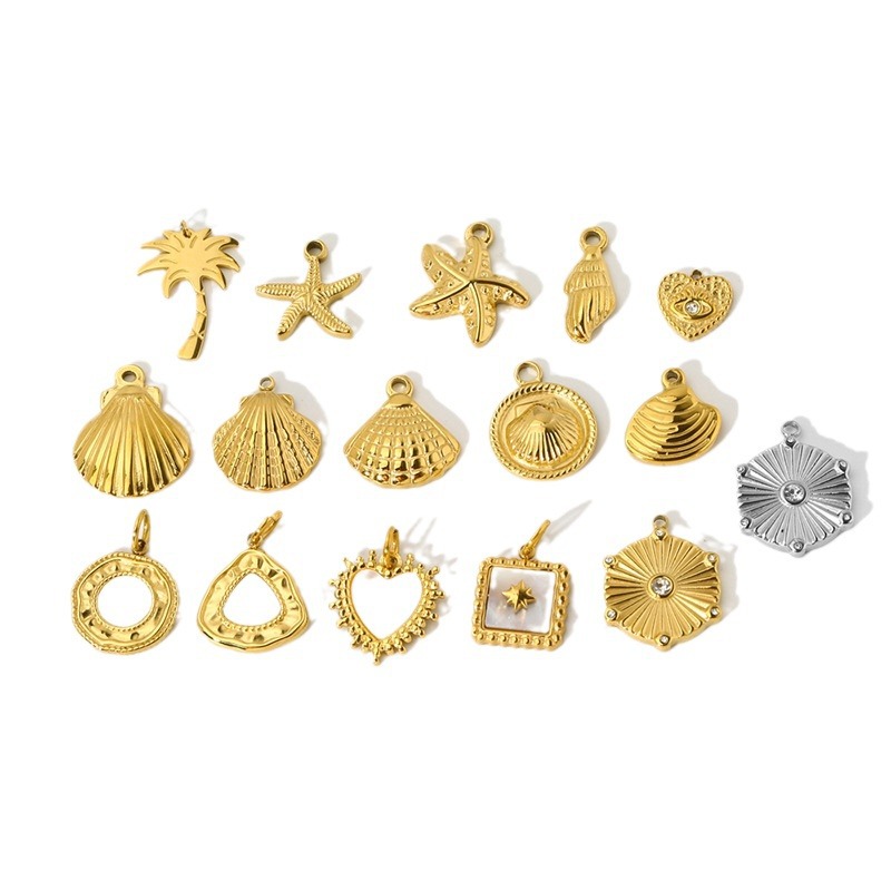 1 Pair Classic Series Retro Turtle Stainless Steel   Gold Color  Unisex Pendants h5Picture3