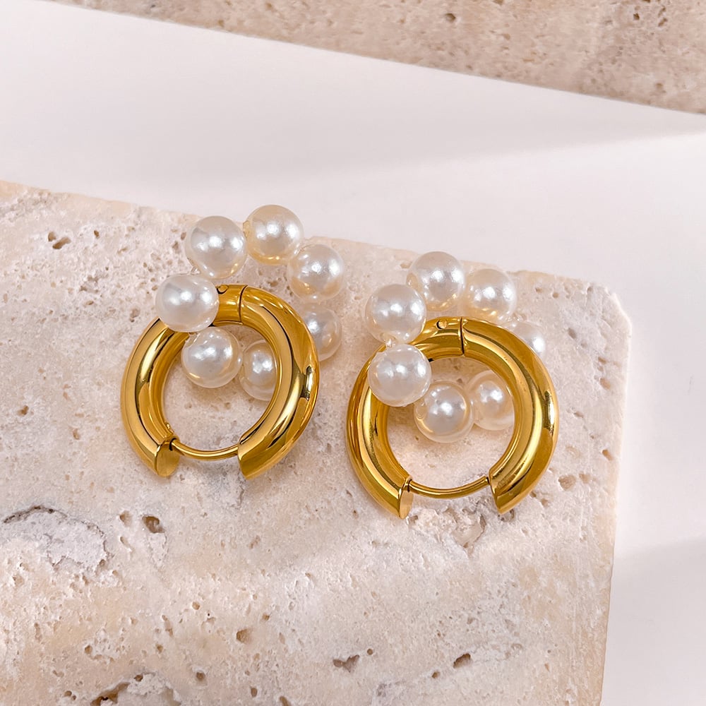 1 Paar einfache Serie täglich geometrische Edelstahl Gold Farbe Damen Tropfen Ohrringe Bild6