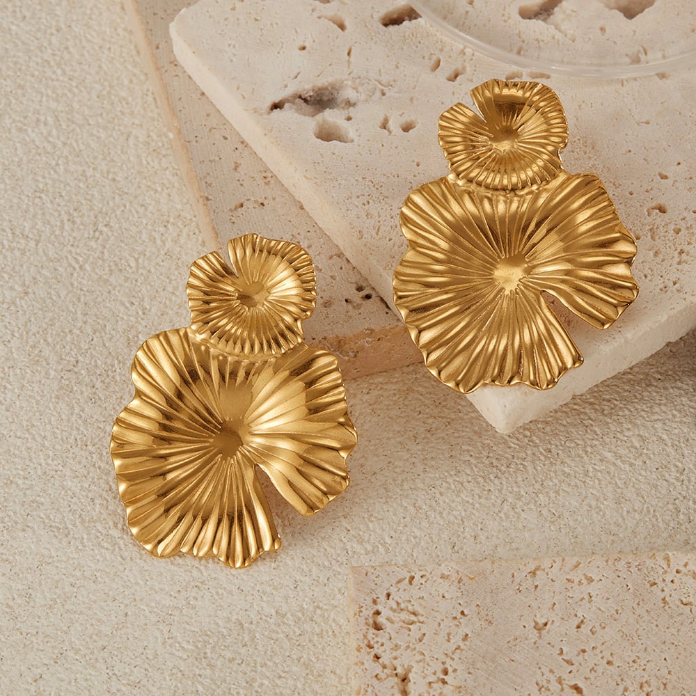 1 Paar Simple Series Daily Plant Edelstahl Goldfarben Damen Ohrstecker Bild4