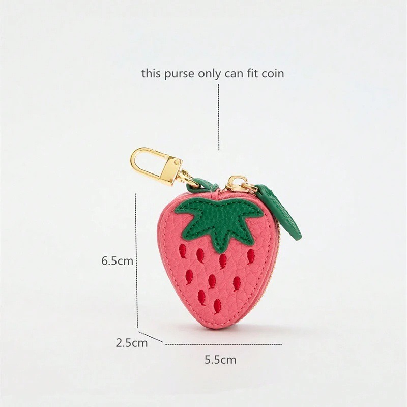 Cute Strawberry Shaped Mini Coin Purse for Bag Charms
