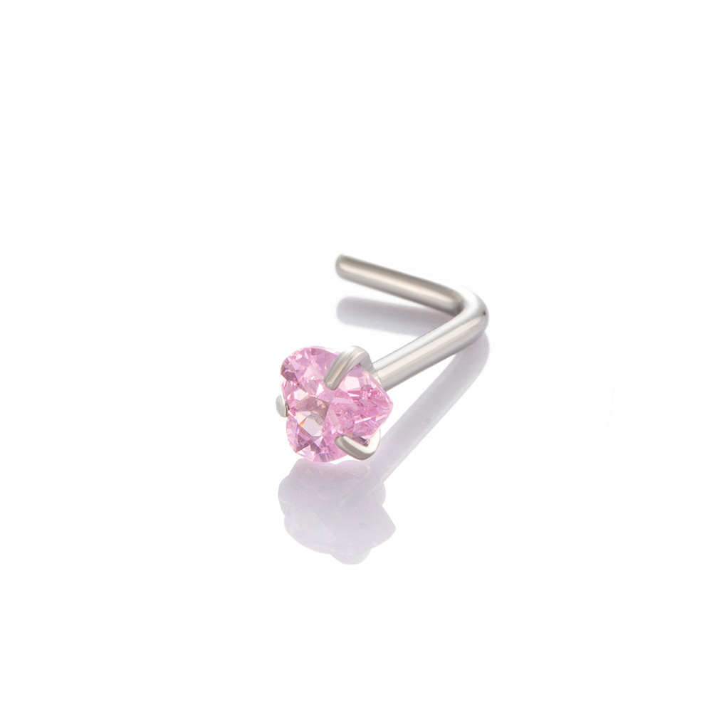 1 Piece Simple Series Simple Heart Stainless Steel No Plating Material Zircon Women's Nose Stud