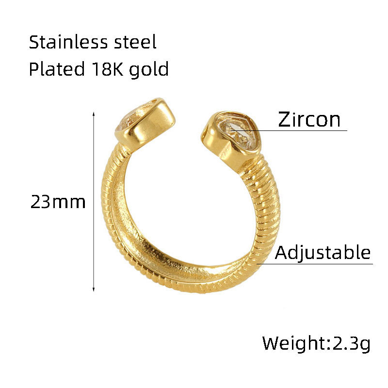 Heart Stainless Steel Gold Color Gemstone Rings h5Picture2