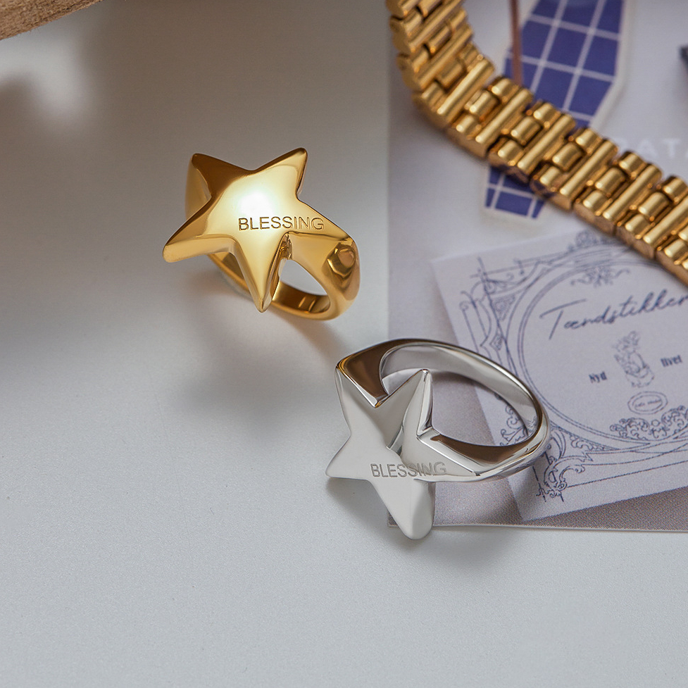 Star Stainless Steel  Gold Color  Minimalist Rings Picture2