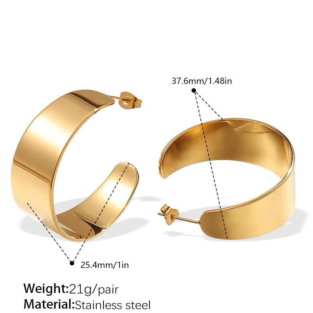 Simple Stainless Steel Gold Color  Stud Earrings h5Picture2