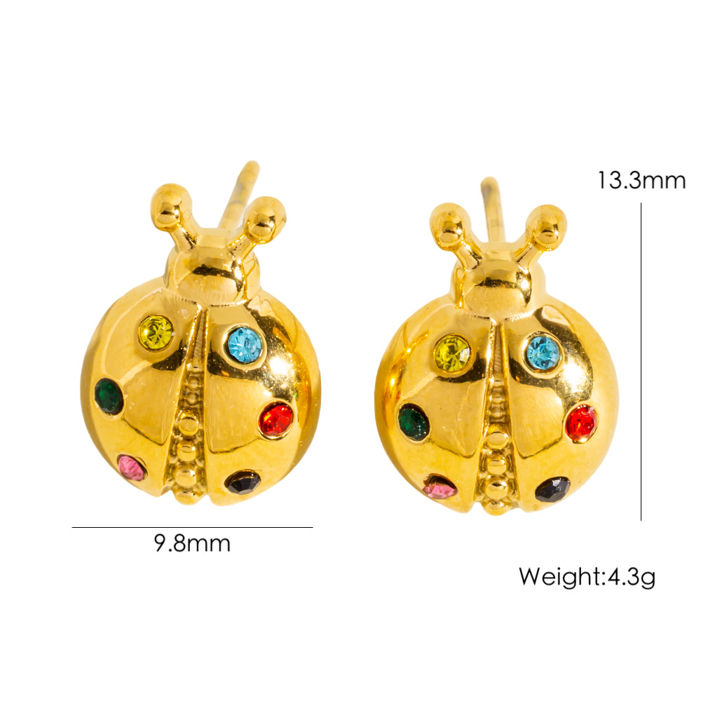 Cute Stylish Stainless Steel Ladybug Women's Earrings h5Picture5