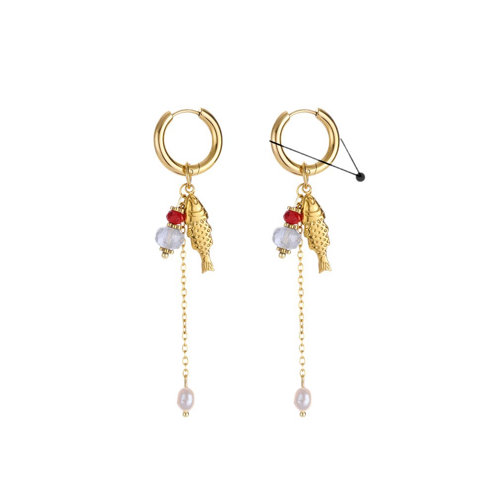 Vacation Marine Organism Stainless Steel Gold Color Women's Drop Earrings h5Picture4