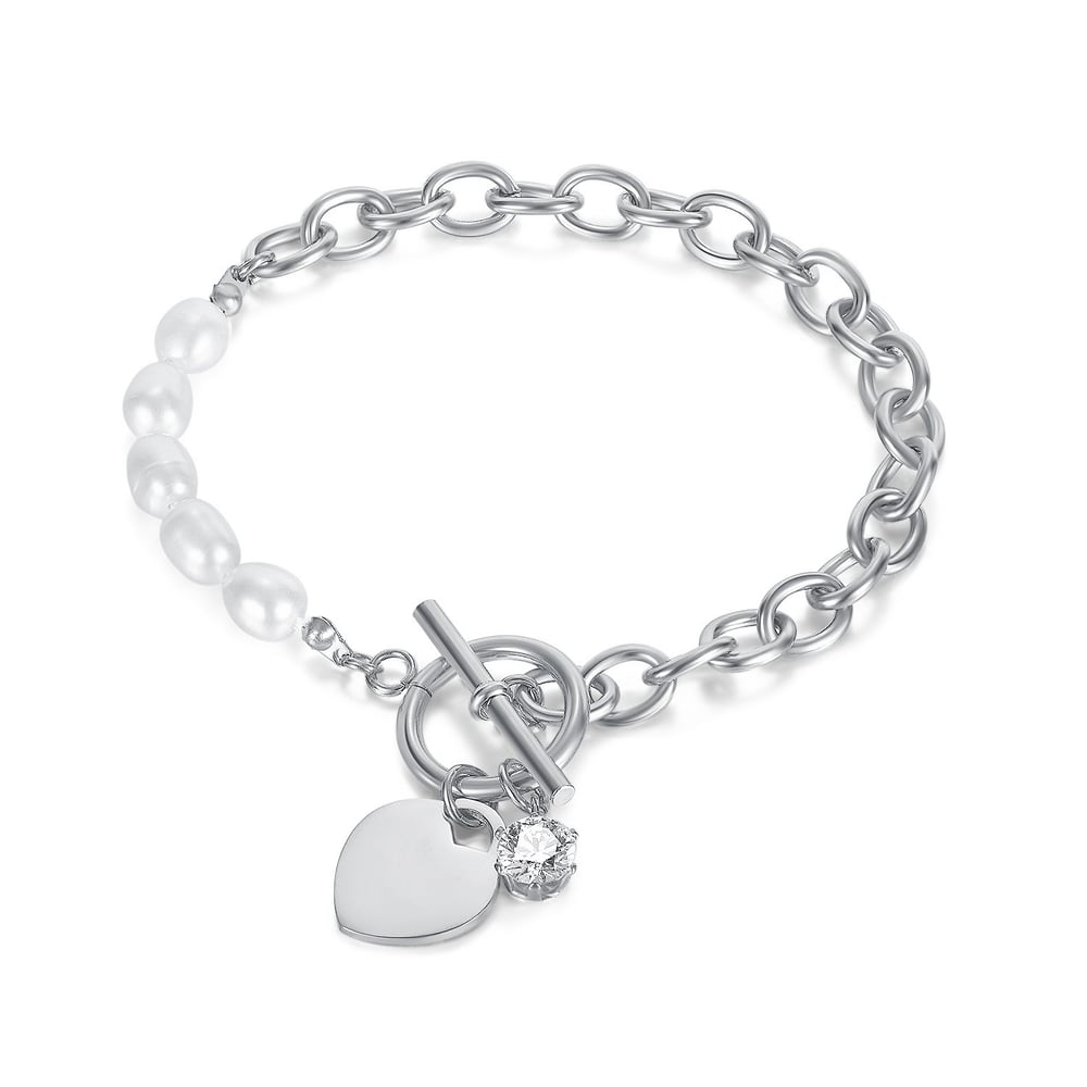 1 Paar Simple Series Simple Heart Edelstahl Goldfarben Damen Kettenarmbänder 