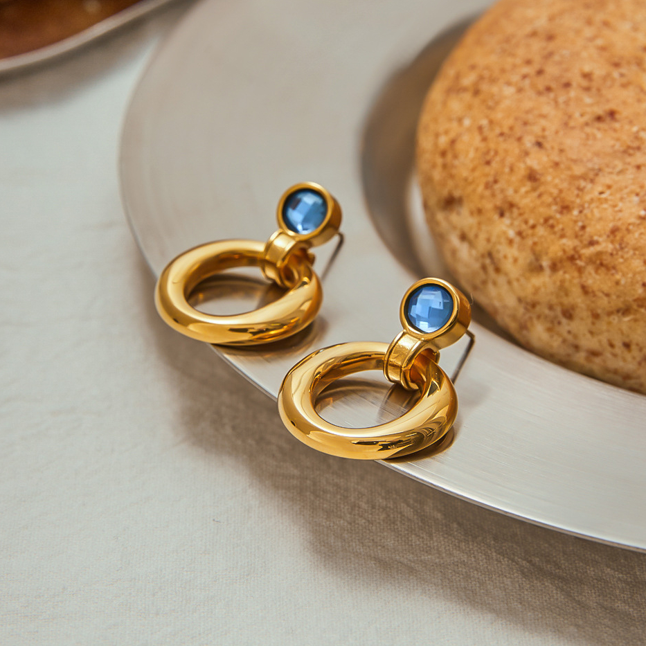 Simple Stainless Steel Gold Color Drop Earrings Picture4