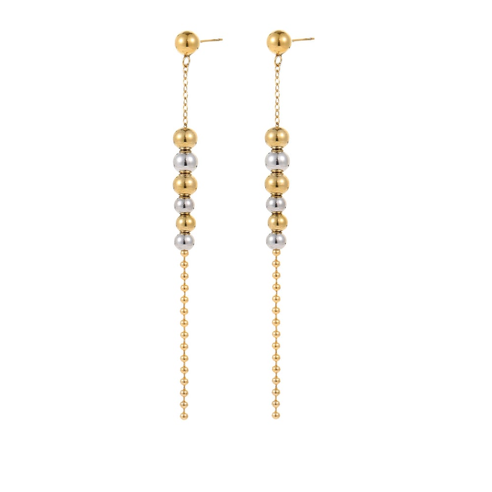 1 Pair Simple Series Beads Stainless Steel   Gold Color  Women's Drop Earrings Picture5