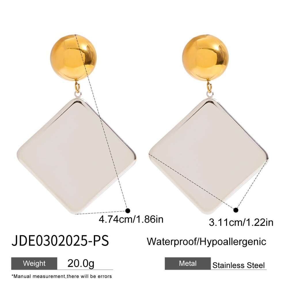 Stainless Steel Mixed Color Drop Earrings