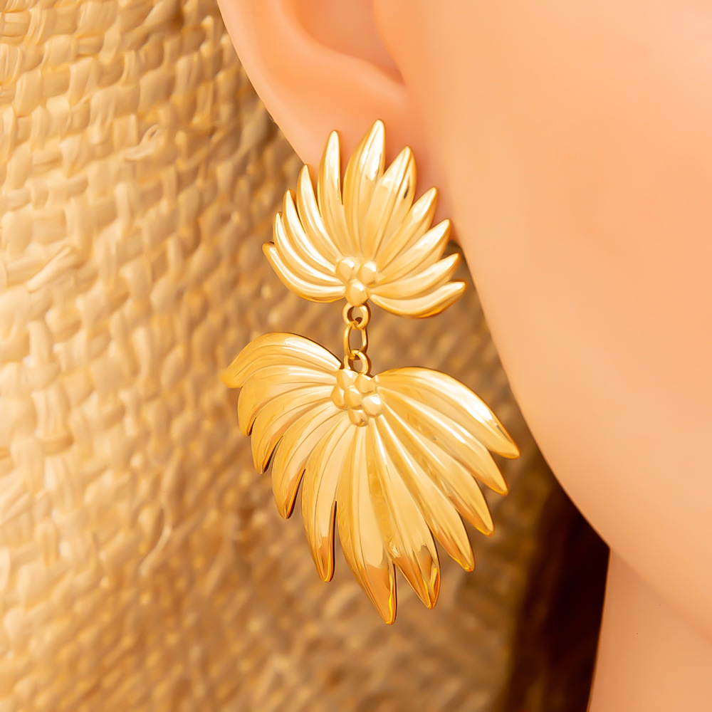 1 Pair Vacation Geometric Stainless Steel  Gold Color  Women's Drop Earrings Picture5