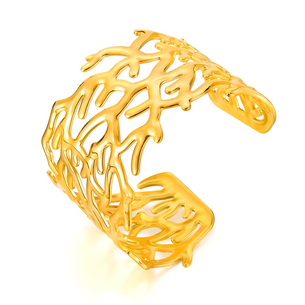 1 Stück Simple Series Daily Plant Edelstahl Goldfarben Damen Manschettenarmbänder