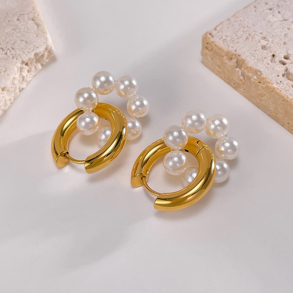 1 Paar einfache Serie täglich geometrische Edelstahl Gold Farbe Damen Tropfen Ohrringe Bild7